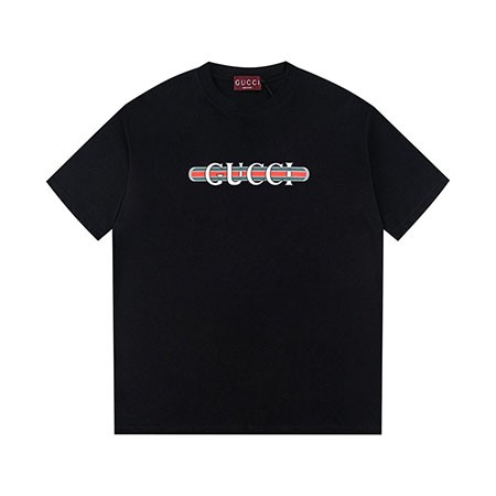 GUCCI Tシャツ 2025新作 ブランド綿Tシャツ GUCCI風レプリカ ダブルガーゼ高密度素材 特注染色処理 縮色しない ドロップショルダー流行デザイン ゆったり快適シルエット ブランドディテール完璧 トレンドアイテム 春夏ファッション コスパ良きGUCCIスタイル
