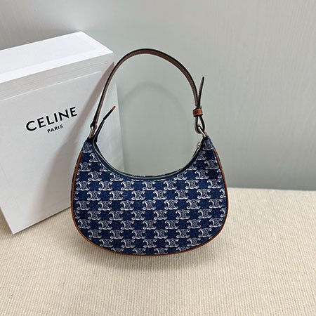 CELINE レプリカ、CELINE アンダーアームバッグ、CELINE AVAバッグ、デニムプリントバッグ、レトロ風バッグ、CELINE スーパーコピー、CELINE 同款、高級レプリカ、ショルダーバッグ、ジップバッグ、ラグジュアリーバッグ