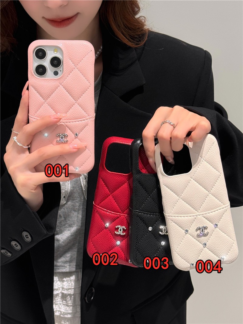 iphone17/17pro ケース ブランドコピー シャネル iphone16pro ケース カード収納 背面 chanelパロディ iphone15/15pro ケース