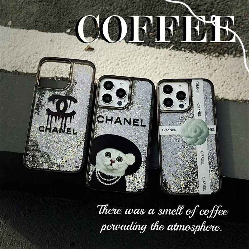 chanel スマホケース コピー シャネル iphoneケース 17pro iphone16/16pro ケース ラメ グリッター iphone15/14ケース 人気 女子 iphoneケース キラキラ 透明