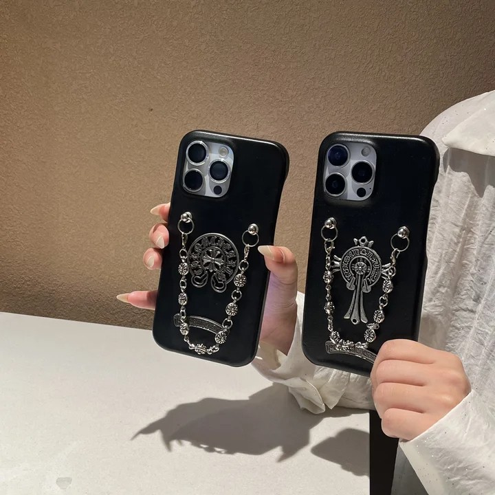 Chrome Hearts iPhone17 ケース ブラック レザー
