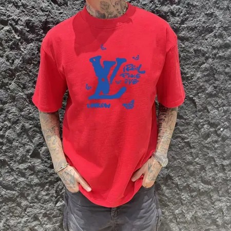 ルイヴィトン 半袖 Tシャツ レッド