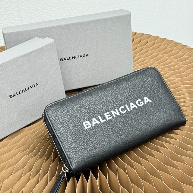 バレンシアガ財布，Balenciaga ロング財布，トレンドハンドウォレット，トレンディシボ革財布，男女兼用大容量カードケース，ロゴプリントラグジュアリー財布