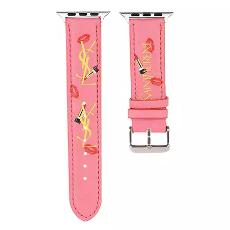 お姫様風 ysl アップルウォッチバンド 女性愛用 ブランド ロゴ付き Apple Watch 流行り イヴサンローラン スライド式 オシャレ 個性 人工皮革