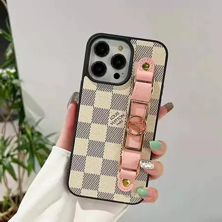 手首バンド ルイヴィトンLV スマホケースiphone16pro 16promaxレザーLV ケースメタルロゴ モノグラム ブランドロゴ