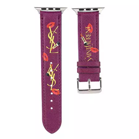 お姫様風 ysl アップルウォッチバンド 女性愛用 ブランド ロゴ付き Apple Watch 流行り イヴサンローラン スライド式 オシャレ 個性 人工皮革