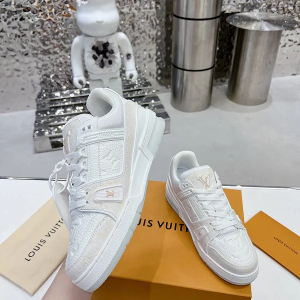 LOUIS VUITTON 靴 1AC2A9 LV トレイナー スニーカー モノグラム・デニム ホワイトシューズ 男女兼用_ブランドスーパーコピー