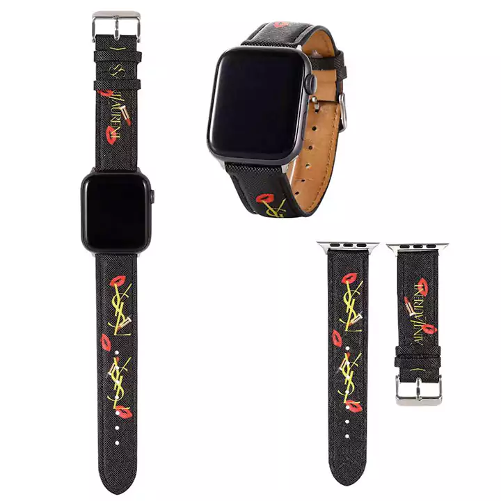 お姫様風 ysl アップルウォッチバンド 女性愛用 ブランド ロゴ付き Apple Watch 流行り イヴサンローラン スライド式 オシャレ 個性 人工皮革