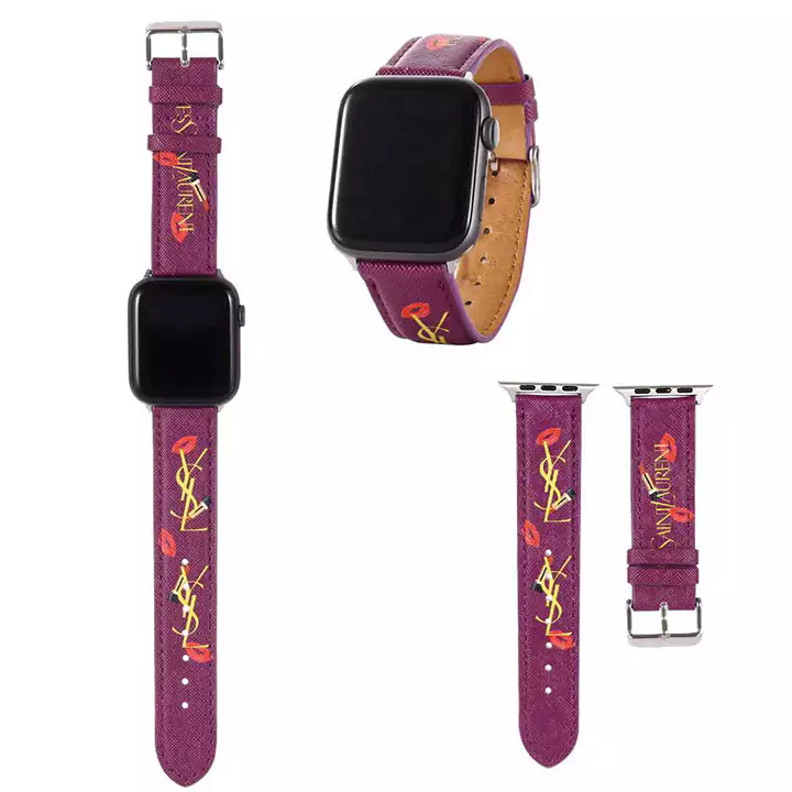 お姫様風 ysl アップルウォッチバンド 女性愛用 ブランド ロゴ付き Apple Watch 流行り イヴサンローラン スライド式 オシャレ 個性 人工皮革