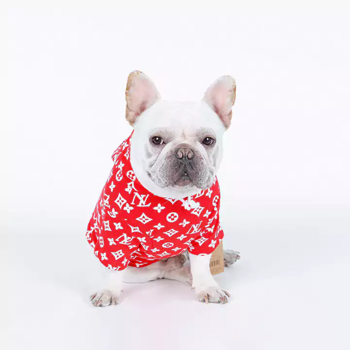 シュプリーム ルイヴィトンコラボ 犬の服 パーカー SUPREME LV タンクトップ 洋服 袖無し 小型犬 中型犬 ブランド 英字柄 犬の服 パロディ