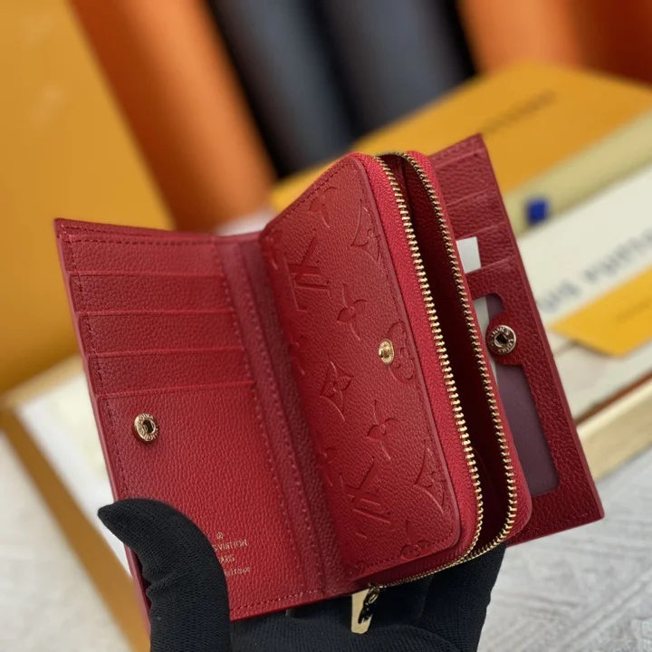 ハイブランドルイヴィトン エンボス加工 ファッション LV 財布 多機能 ミニ財布 レッド  M60235 スーパーコピー