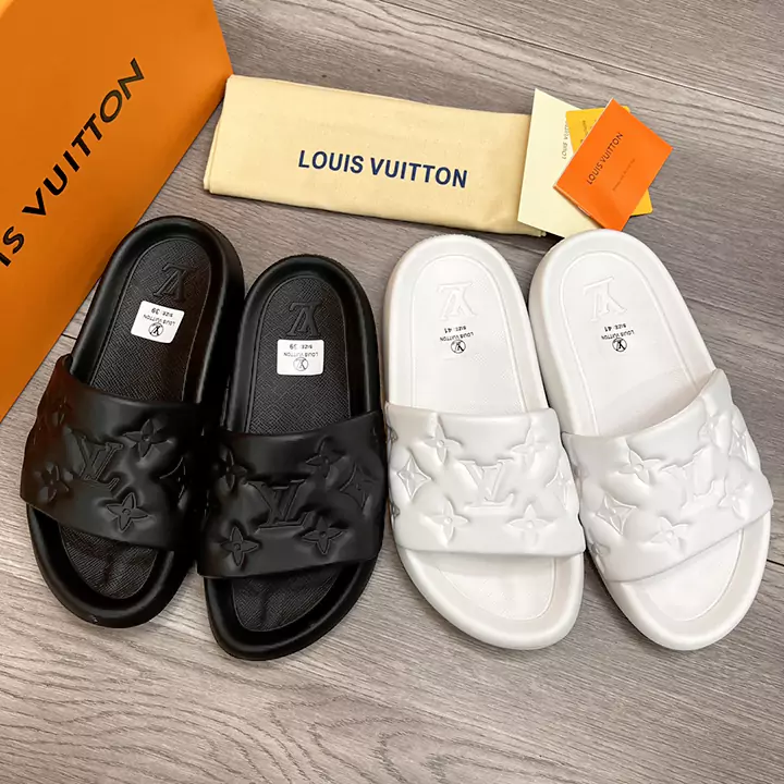 カップルに人気 ルイヴィトン べナッシ モノグラム サンダル ブラック ホワイト お洒落 LV スリッパ 高品質 ゴム