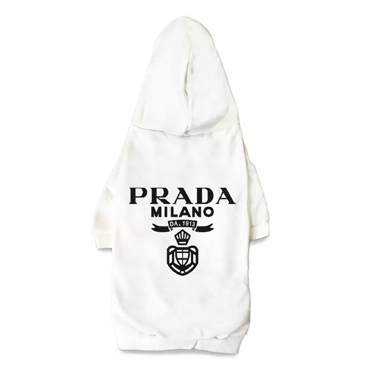 ブランドPrada プラダ 犬用品 ペット服 犬の服 スウェットパーカー 中绵 ブラック ホワイト プラダ 中小型犬 大型犬 猫 秋冬服 パーカー 帽子付き