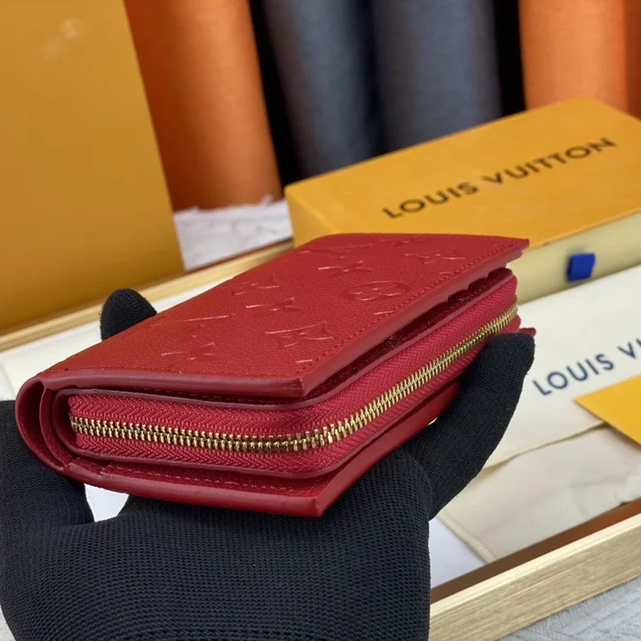 ハイブランドルイヴィトン エンボス加工 ファッション LV 財布 多機能 ミニ財布 レッド  M60235 スーパーコピー
