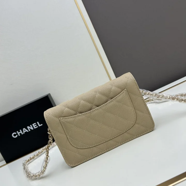 シャネルチェーンウォレット キャビアスキン ベージュ CHANELミニ ショルダー バッグ レディースブランド