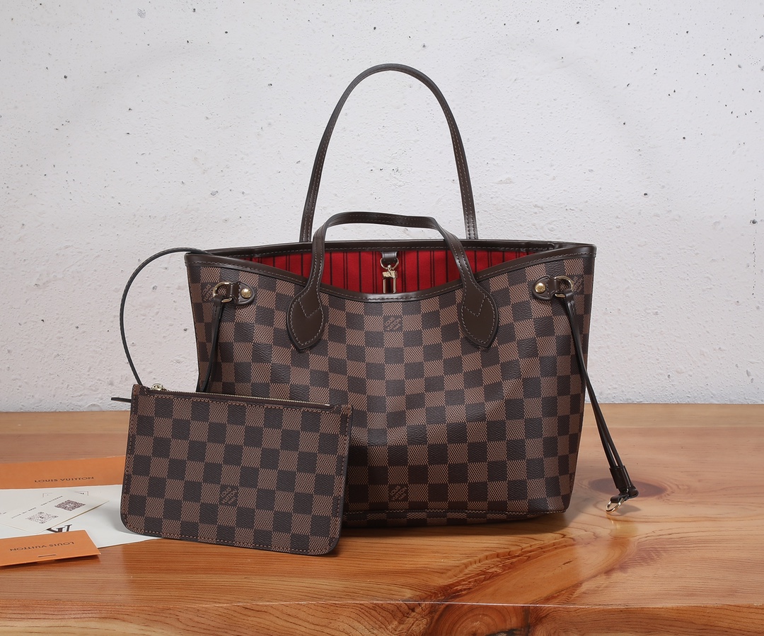 LVバッグ、LV風、ブランドLV複製品、Neverfullスモール、Damier Azurキャンバス、ファッションバッグ、手提げバッグ、牛革トリミング、レプリカバッグ、取り外し可能ポーチ