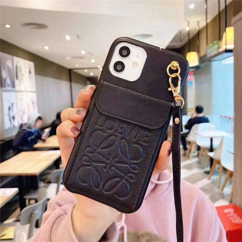 loewe iphone16/16pro/15/15pro max ケース カード収納 おすすめ ロエベ iphone14pro/13pro maxケース 首掛け iphoneカバー 革 ブランド レディース アイフォン 携帯ケース 韓国風