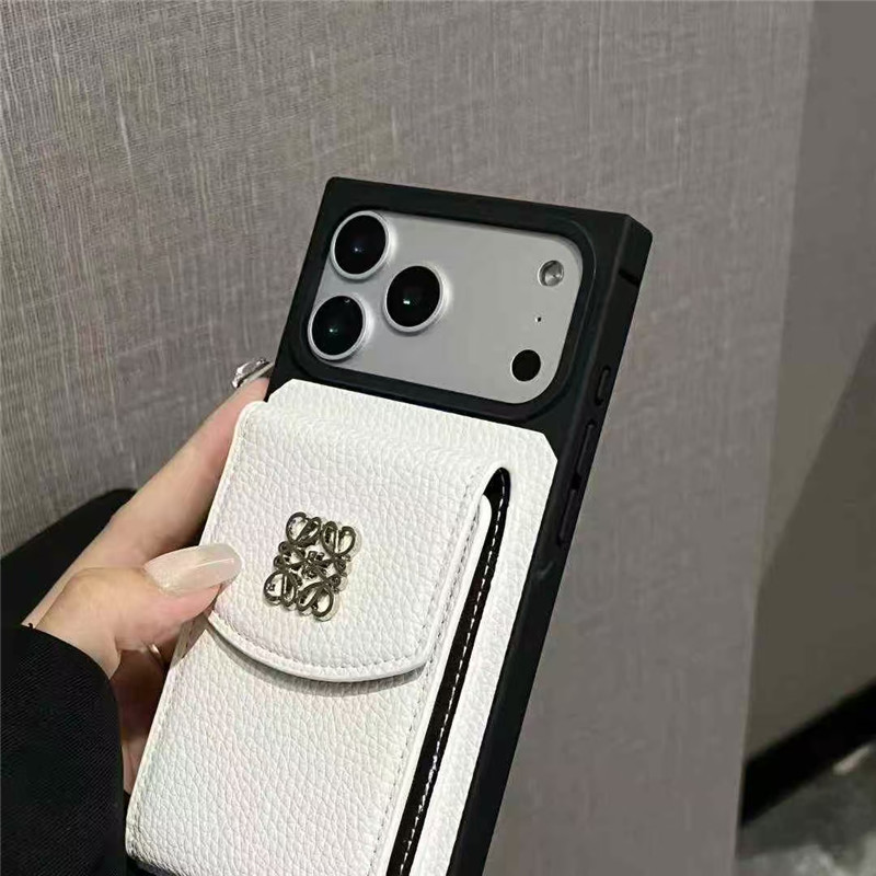 ロエベ アイホン ケース カード収納 iphone17pro/17promaxケース ブランド 人気 四角 iPhone16/16proケース 財布一体