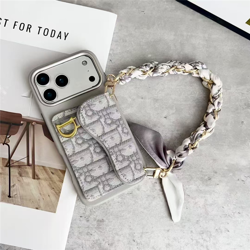 dior アイフォン17/17pro ケース カード収納 ディオール風 iphone16promax ケース ブランド レディース スマホケース チェーン 付き iphone15/14 ケース 韓国 流行り