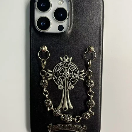 Chrome Hearts iPhone17 ケース ブラック レザー